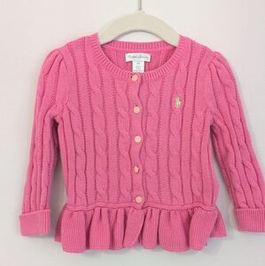 Ralph Lauren Pink Cable Knit Button Up Cardigan Size 18 Months